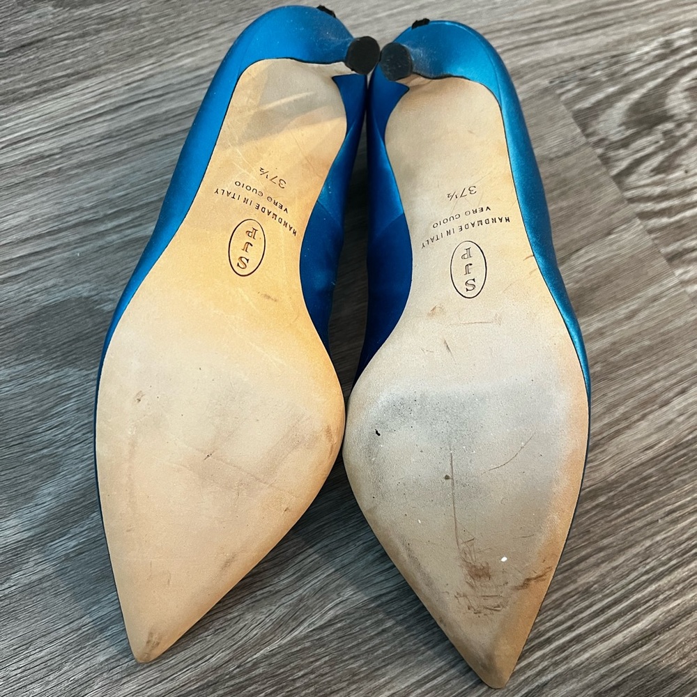 SJP Sarah Jessica Parker Turquoise/Aqua Blue Pump with Jewel Front - Picture 5 of 13